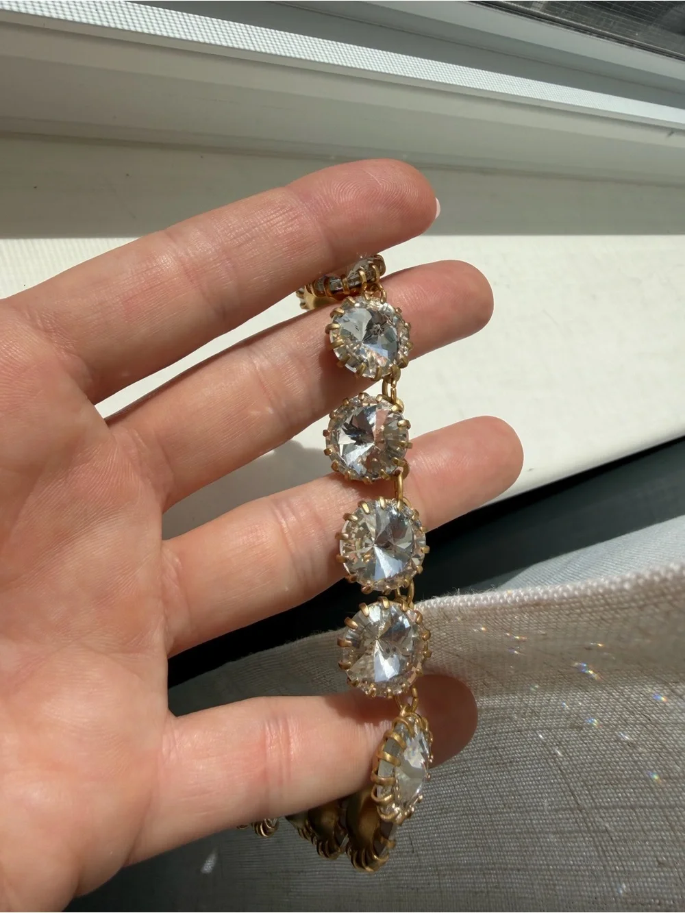 J. Crew Gold Crystal Statement Necklace & Earring Set - Clear - Picture 4 of 6